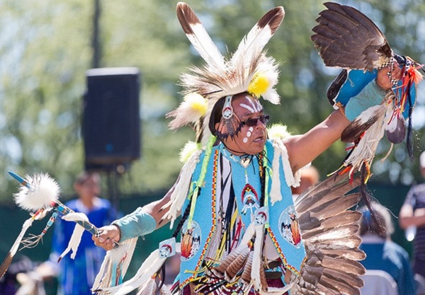 A dancer participates in the Cwenengital Aboriginal Society Pow-Wow.
