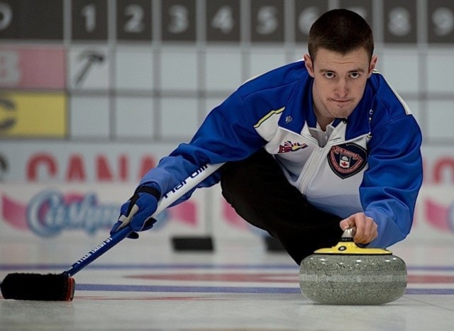 Stratford Ont.Jan 30 2016.Canadian Junior Curling Championship.B.C. skip Tyler Tardi, Curling Canada/ michael burns photo