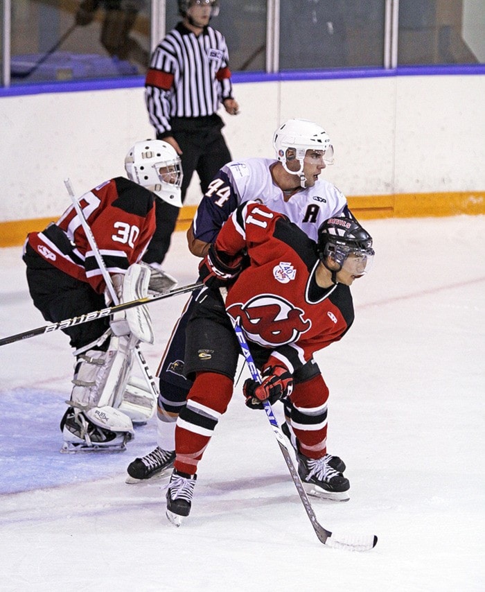 Ice Hawks V Devils 11-09-12 #30 Tyler Reid #44 Anthony Brito #11 Nick Lee