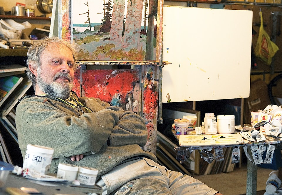 Artist Robert Genn in his studio