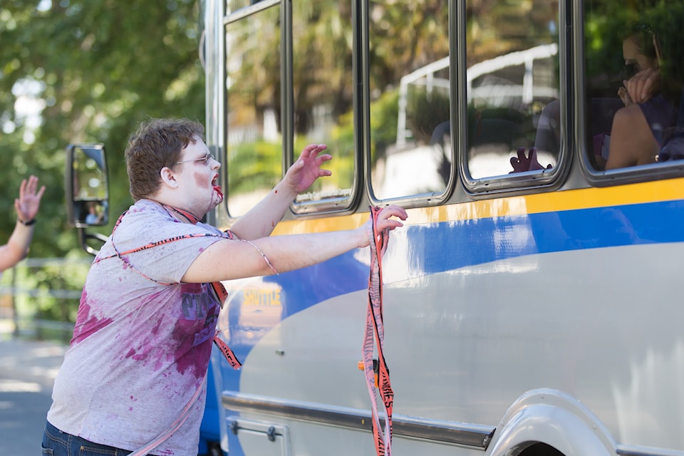 Some zombies took out their undead aggression on passing vehicles.