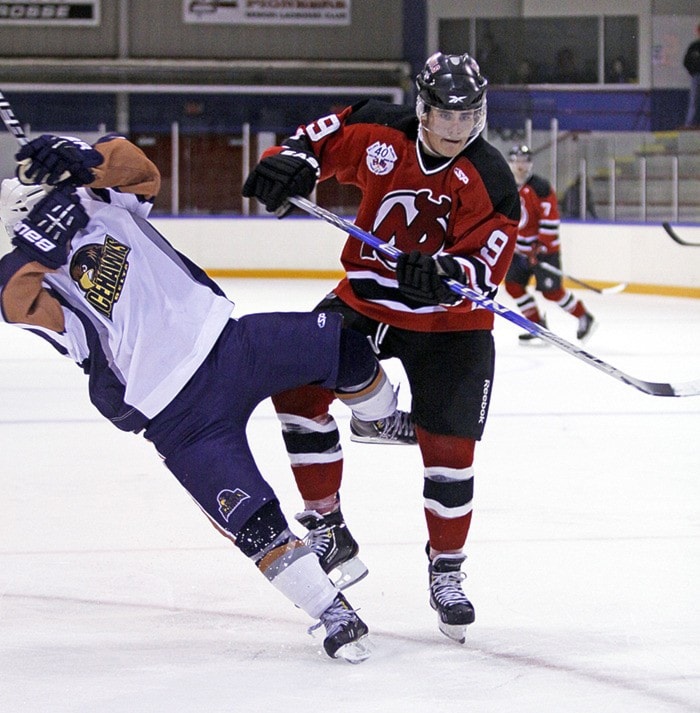 Ice Hawks V Devils 11-09-12 # 9 Mack Barden #9 Ben Vikich (Devils)