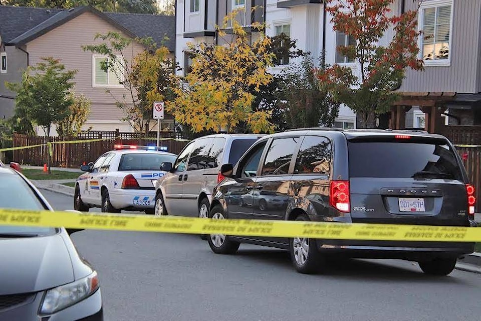 Surrey RCMP’s Serious Crime Unit is investigating after a 67-year-old man was taken to hospital Saturday morning with apparent gunshot wounds. The incident happened in the 5800-block of 129 Street. (Shane MacKichan photo)