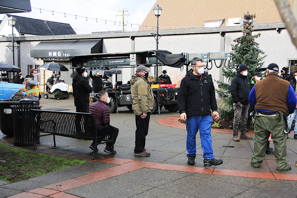 Film crews took over Hawthorne Square Dec. 14 to shoot scenes from the TV series Flash. (Photo: Malin Jordan)