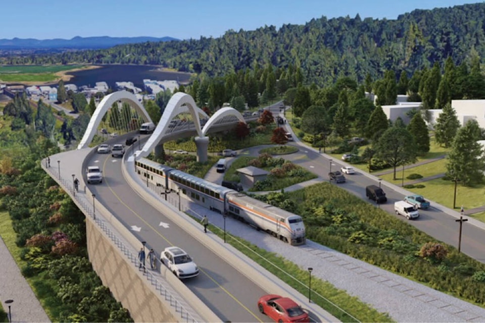 Surrey released conceptual renderings of a railway overpass in Crescent Beach. (City of Surrey rendering)