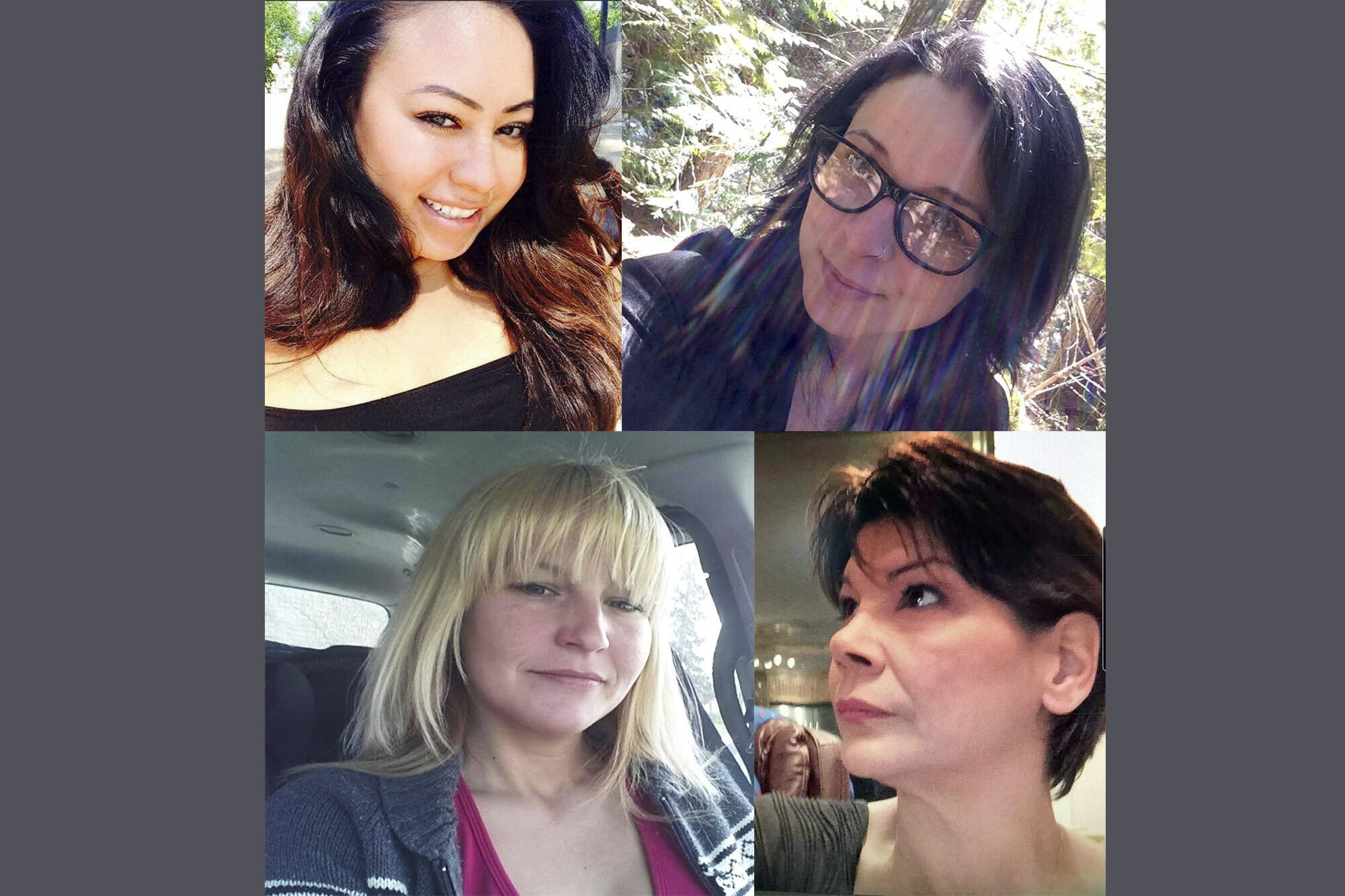 From top left, clockwise, Caitlin Potts, Ashley Simpson, Deanna Wertz and Nicole Bell. With the remains of Ashley Simpson found in 2021, three women from the Shuswap and North Okanagan are still missing – Caitlin and Deanna for five years, Nicole for four. (Photos contributed)