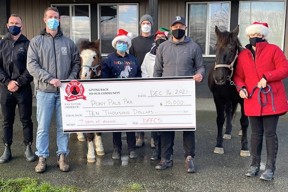 Pony Pals Therapeutic Riding Association received a donation of $10,000 during the Delta Firefighters Charitable Society’s Seven Days of Giving. (Delta Firefighters Charitable Society/submitted photo)