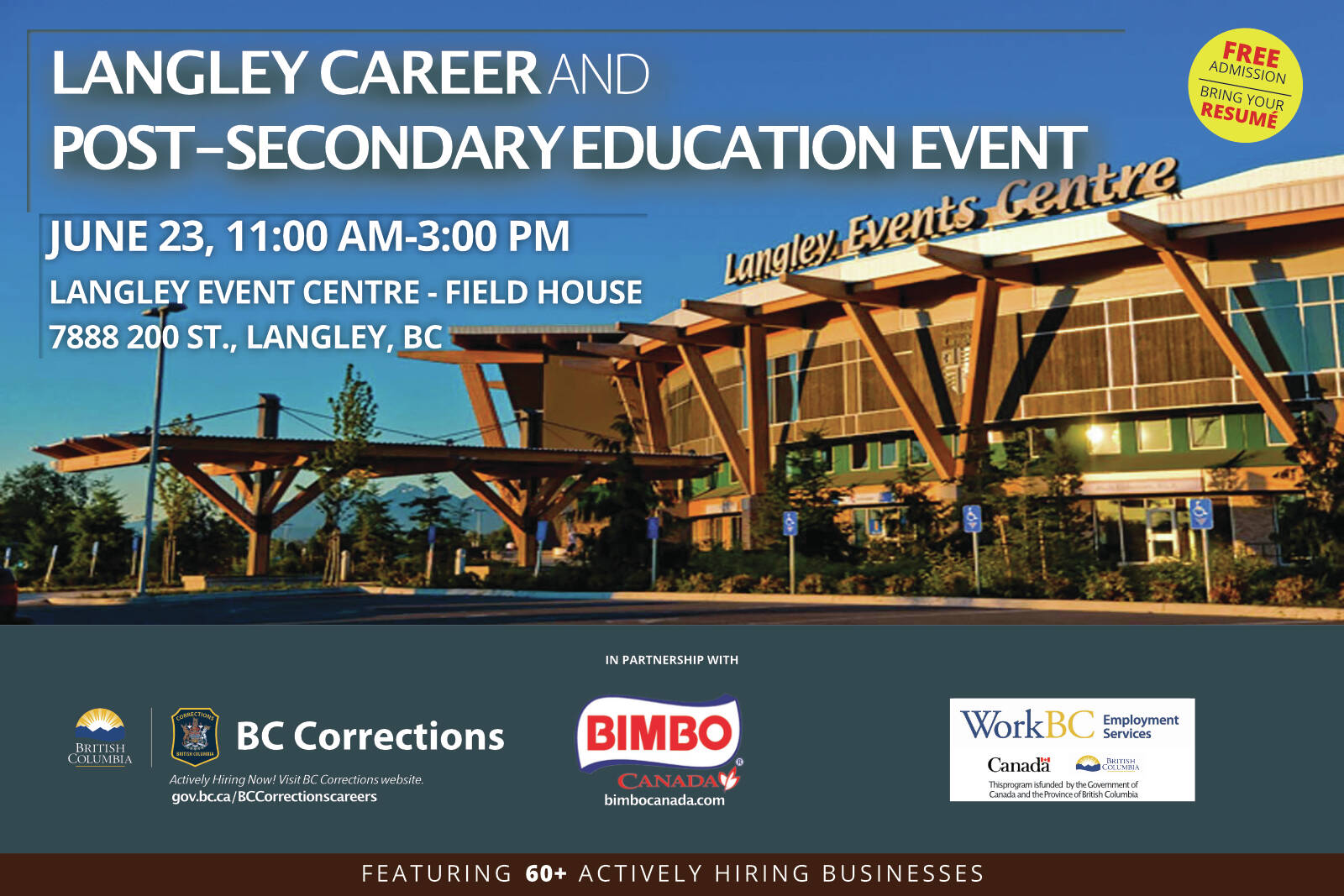 The Langley Career and Post-Secondary Education Event returns June 23 live and in-person to the Field House at the Langley Event Centre!