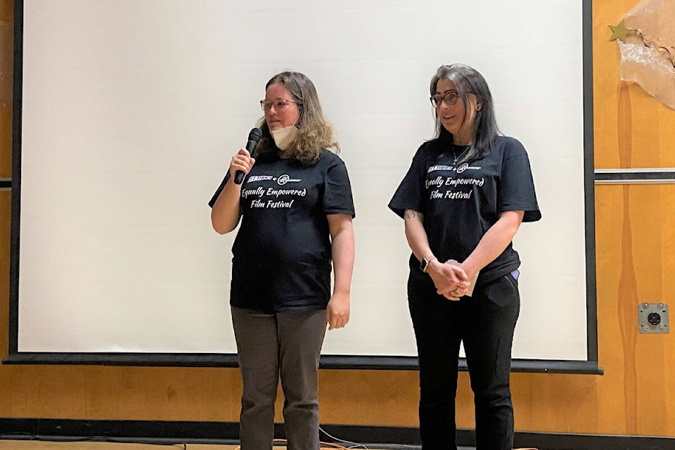 Self-Advocates of Semiahmoo member Alexa Lehwald and Tara Wall of UNITI present at the film festival. (Contributed photo)