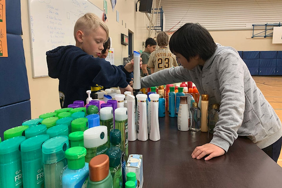 Grade 5 students at Sandy Hill elementary have created 500 personal hygiene kits for new Canadians resettling in Abbotsford. (Jessica Peters/Abbotsford News)