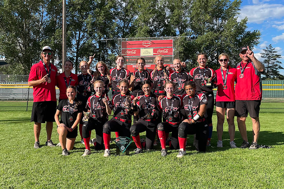 The U15 Cloverdale Fury are seen right after winning a national title Aug. 7. The Fury beat the Surrey Storm in the final 11-4. (Image via Softball Canada)