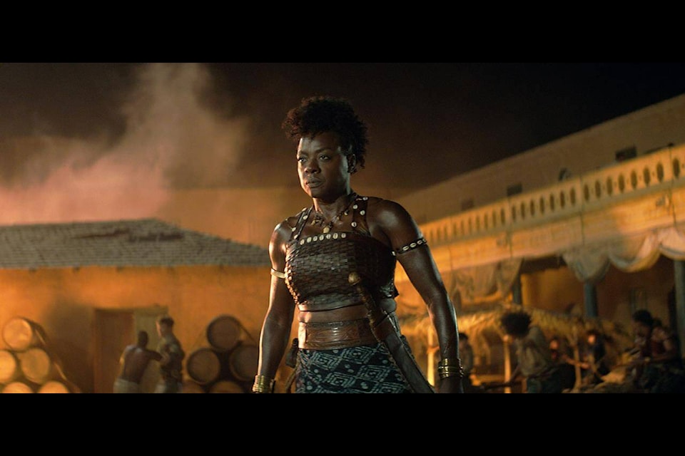 This image released by Sony Pictures shows Viola Davis in “The Woman King.” 
Sony Pictures via AP 