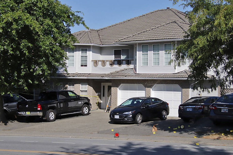 An overnight shooting in Newton has left a home with several bullet holes in it. Police are still investigating the incident. (Shane MacKichan photo)