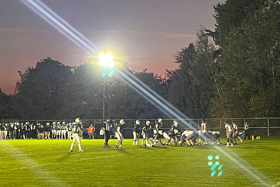 Lord Tweedsmuir faced off against New Westminster under the lights Oct. 14 in the first-ever night game at the Cloverdale high school. LT won the game 36-28. (Photo submitted: Brien Gemmell)
