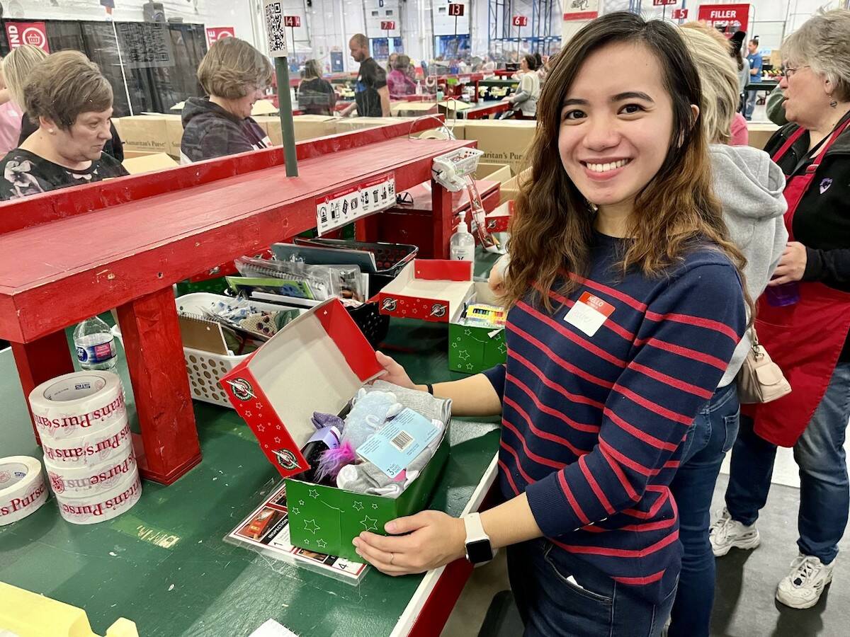 Surrey volunteer tracks Christmas giftfilled shoeboxes like the one
