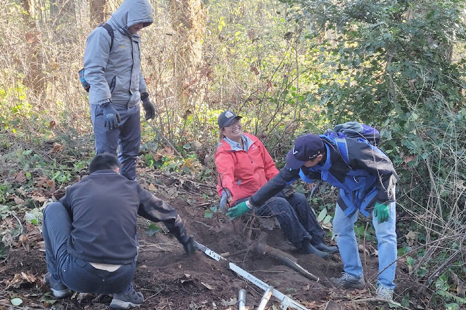 Volunteers pitch in to the Lower Mainland Green Team’s latest efforts at White Rock’s Ruth Johnson Park, held Nov. 27, 2022. (Contributed photo)