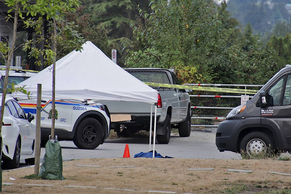Scene of the shooting from Saturday (Aug. 27) night in the 16600 block of 19 Avenue in South Surrey. (Shane MacKichan photo)