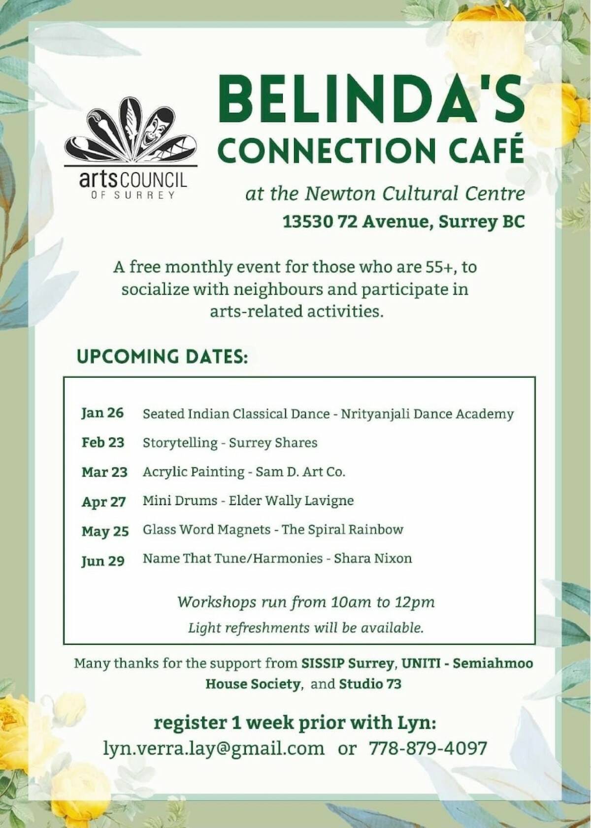 Belindas Connection Café events for the first half of 2023. (Submitted image)