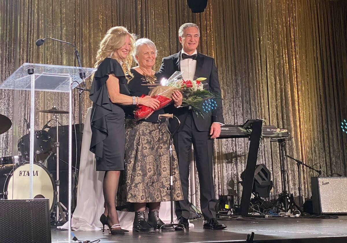 Foundation donor Marina Haddad (middle) with Jane Adams, president and CEO of Surrey Hospitals Foundation, and Tim Delaney, Marinas son. (Submitted photo)