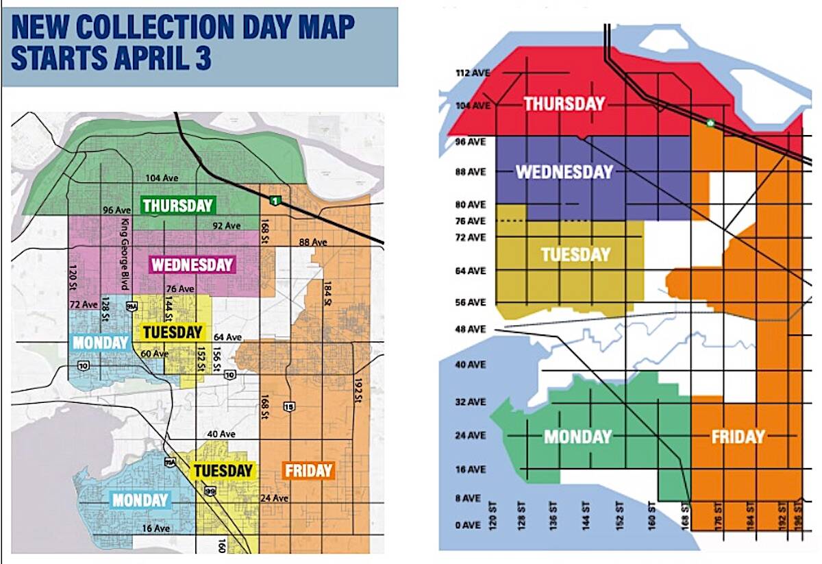 Curbside collection days change for some in Surrey as a new waste