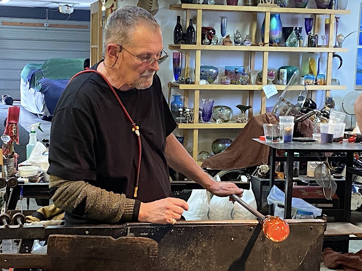 Glassblower Robert Gary Parkes works in his Loafing Shed studio, in Port Kells, on March 5, 2023. (Photo: Tom Zillich)