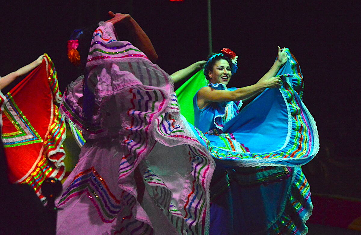 Mexican Senoritas dance at a Royal Canadian International Circus show in Surrey on Thursday, May 4, 2023. (Photo: Tom Zillich)