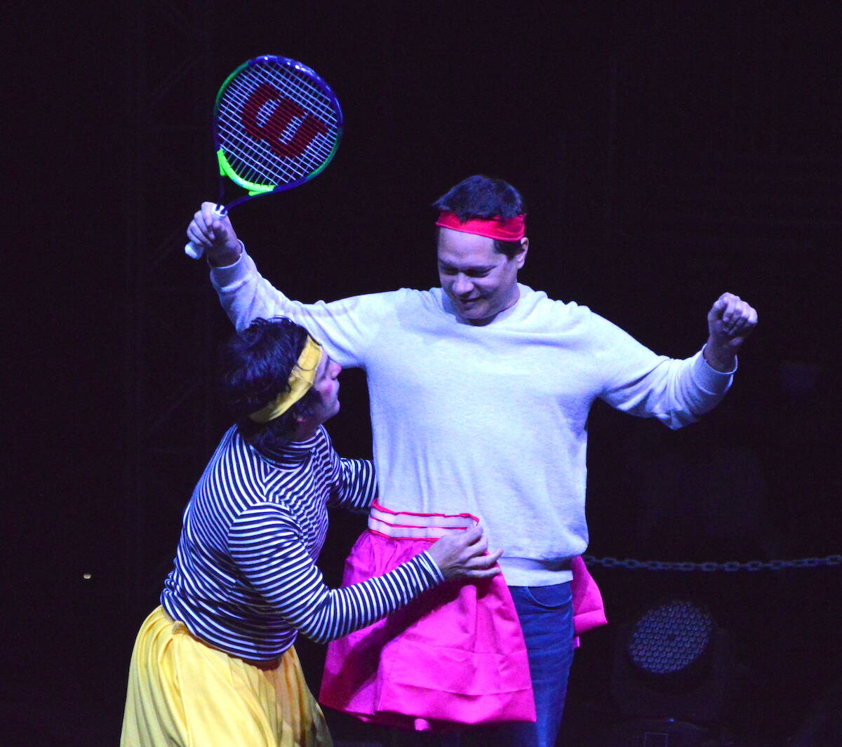 Whistling clown Piolita with an audience member at a Royal Canadian International Circus show in Surrey on Thursday, May 4, 2023. (Photo: Tom Zillich)