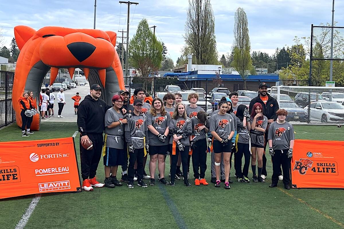 Surrey Dawgs players at the BC Lions Indigenous Youth flag football tournament at Tom Binnie Park in Surrey on Sunday, April 30, 2023. (Submitted photo)