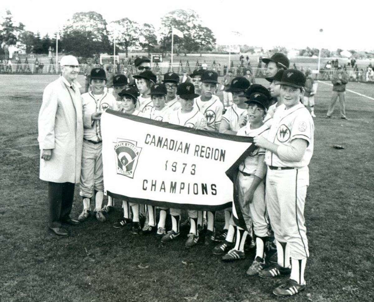 The Whalley team with 1973 Canadian championship banner. (Submitted photo)