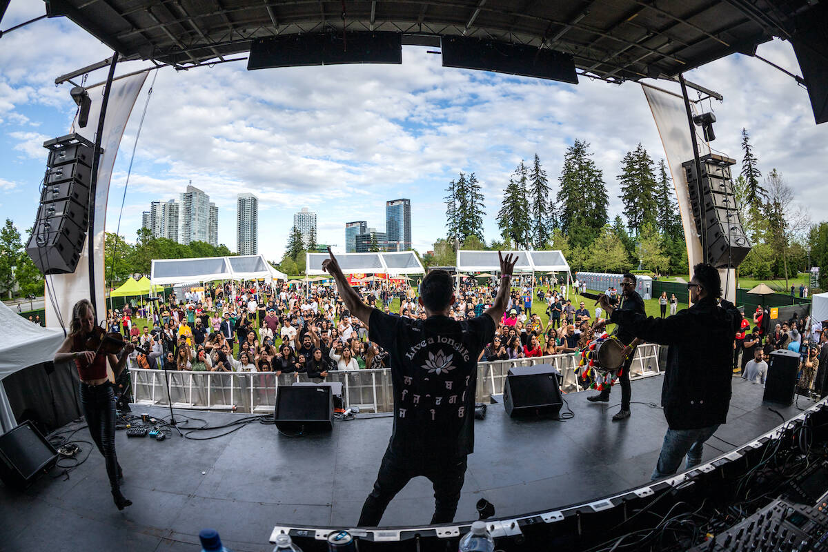 The 5X Block Party stage at Holland Park in Surrey in 2022. The 2023 event moves to Surrey Civic Plaza on Saturday, June 17. (Photo courtesy 5X Fest/Anand Mohapatra)