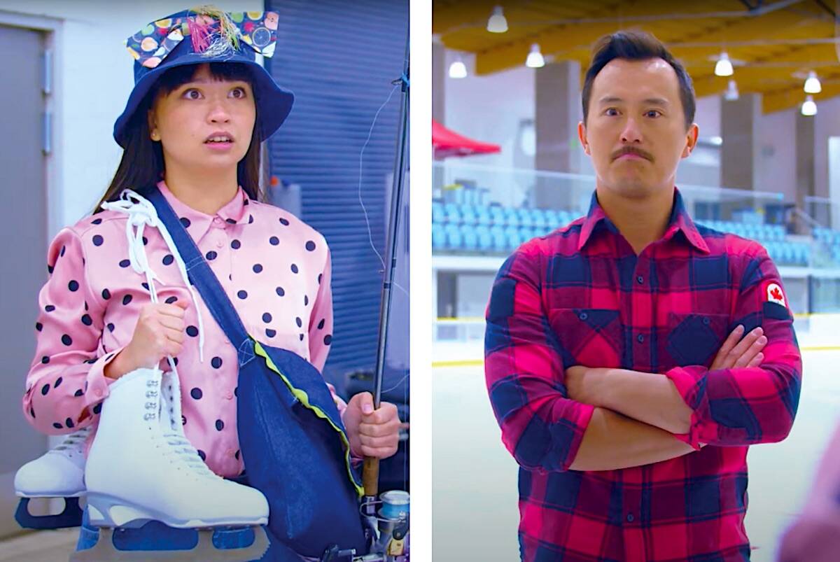 Actor Scotia Browner and figure skater Patrick Chan in Fish On Ice, a SuperChefs-developed pilot program for kids. (YouTube.com)