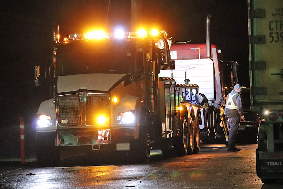 Surrey RCMP are investigating after a serious motor vehicle collision involving a semi and an SUV in Campbell Heights on Sunday, Oct. 27.