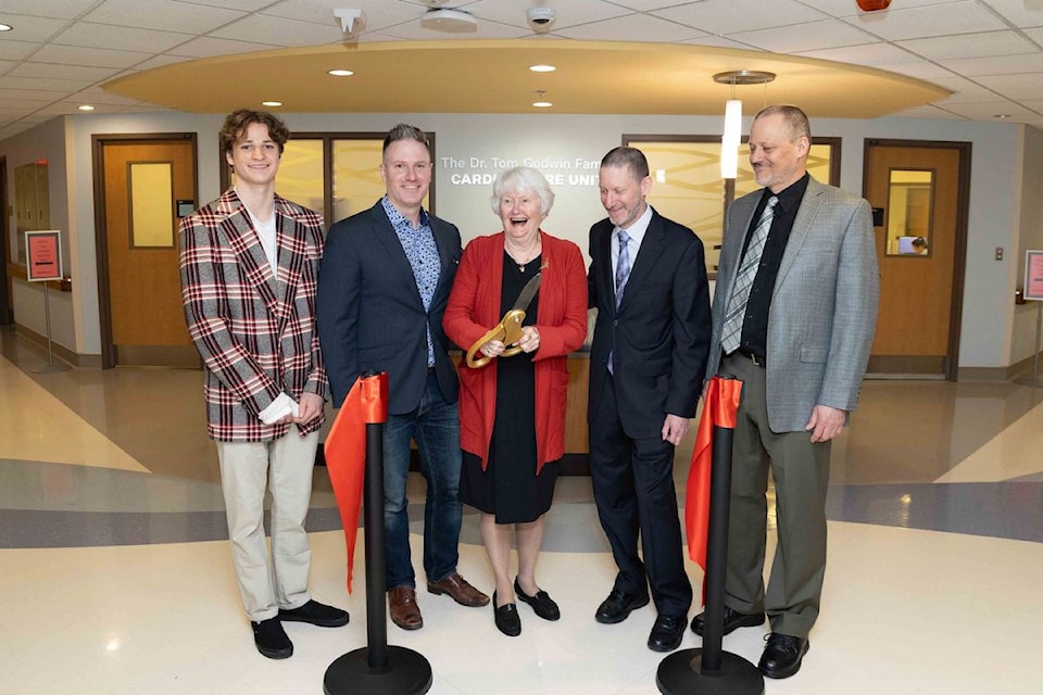 Elaine Godwin with family members at the new Dr. Tom Godwin Family Cardiac Care Unit at Surrey Memorial Hospital.