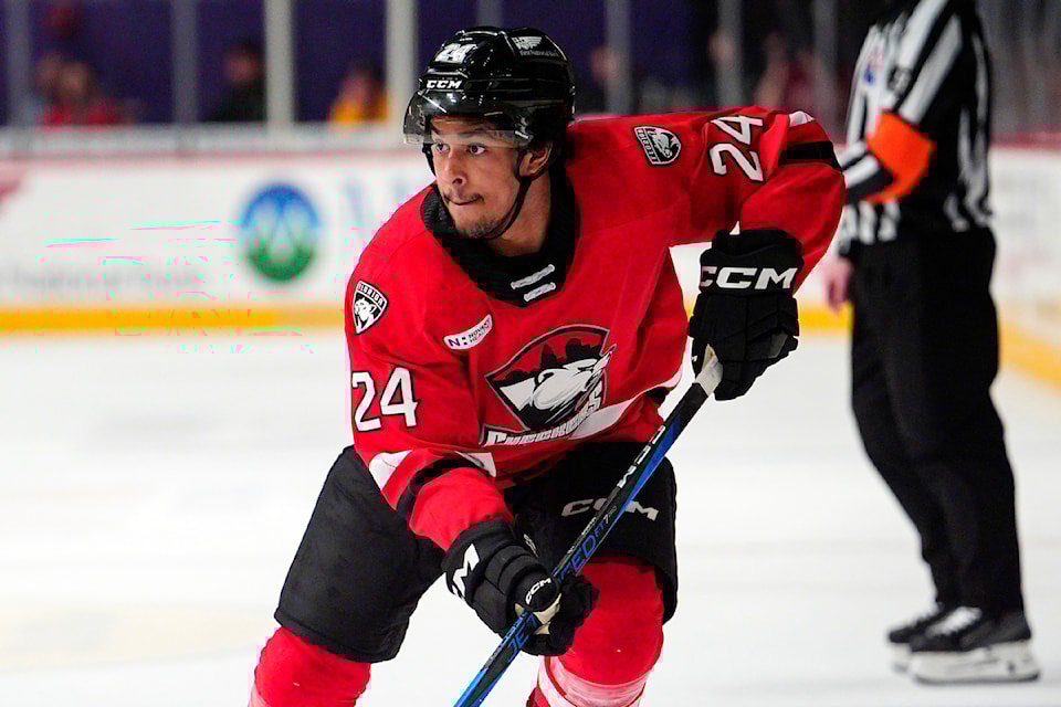 Charlotte Checkers forward Justin Sourdif in action during the AHL playoffs in May 2025. Sourdif, raised in Surrey, now plays pro hockey as a draft pick of the NHL Florida Panthers. 