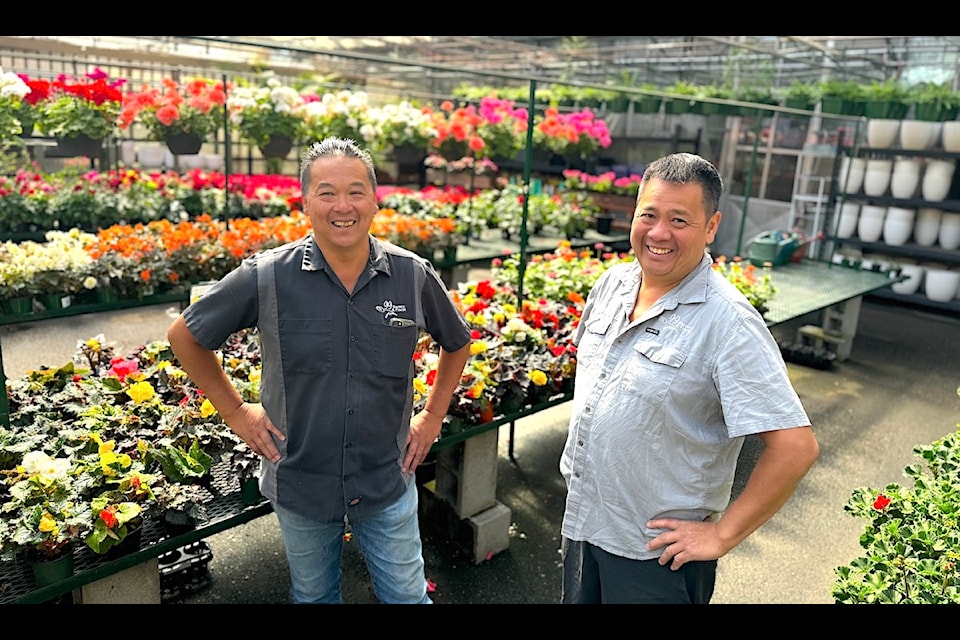 Brothers Bob, left, and Tony Hui at 99 Nursery & Florist in Surrey. 