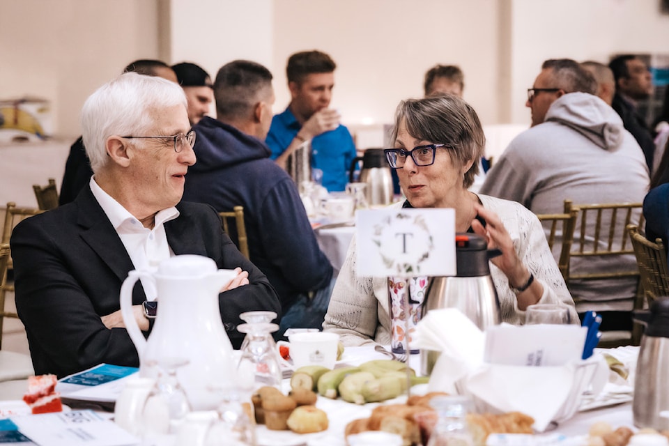 Guests at Surrey Food Bank's 2025 Breakfast with the Bank fundraising event at Taj Park Convention Centre in Newton on May 23, 2025.
