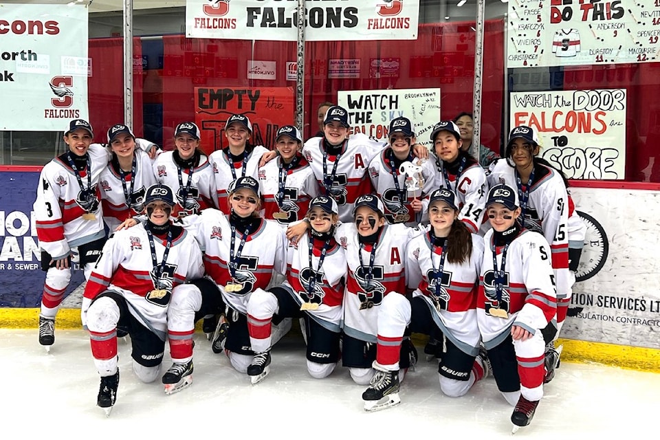 The B.C. championship-winning Surrey Falcons U13 team in Prince George on Sunday, March 23, 2025.