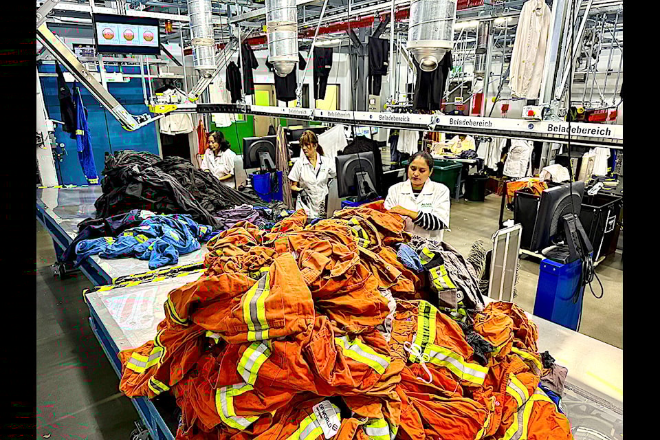 Inside the new Alsco Uniforms plant on 88 Avenue in Surrey on grand-opening day, Thursday, Sept. 19, 2024. 