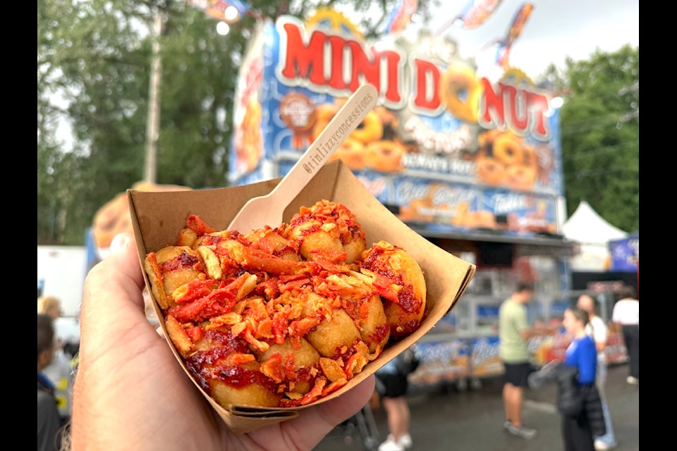Takis mini donuts are sold at the Mini Donut Factory stand at the 2024 PNE summer fair in Vancouver.