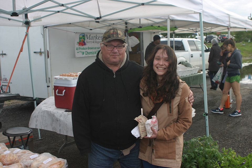 FRIDAY MARKET - Among those who braved Friday’s erratic weather to ply their business and visit the Farmers Market were Ladislav Mihaly and Lakoda Thomas. PHOTO BY SAM MACDONALD/SYLVAN LAKE NEWS PANCAKE BREAKFAST - Scott Slimmon, Ramie Tucker and Kyle Burgess kept busy prepping pancake and other breakfast delicacies on Saturday, as part of the many local activities happening during 1913 Days. PHOTO BY SAM MACDONALD