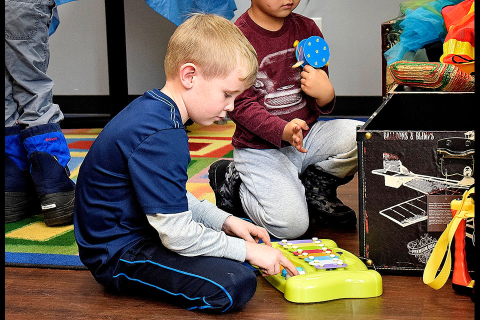 Mason Tensen, seven, plays a tune on a toy piano during the Sylvan Lake Municipal Library’s school’s out gaming day. The drop in event ran from 10 a.m. to 4 p.m. on Jan. 2 and was a great way for kids to get out and stay social during the Christmas holidays. Photo by Kaylyn Whibbs/Sylvan Lake News