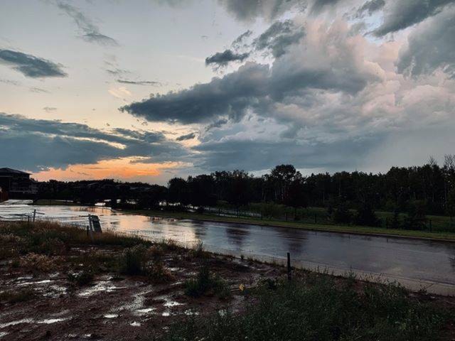 Deanna Stefaniuk-McWhirter submitted this photo of dark clouds linger over Sylvan Lake’s Vista area last night during the tornado warning.