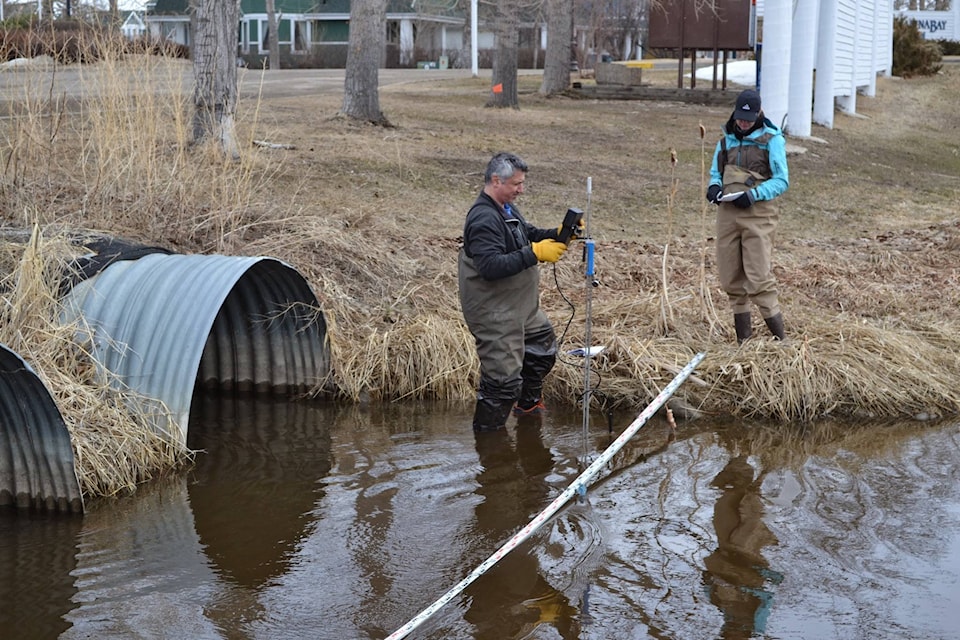 18415844_web1_Alberta-Energy-and-Parks-field-technicians-measure-Golf-Course-Creek-flow-rate-for-Sylvan-Lake-nutrient-loading-analysis.