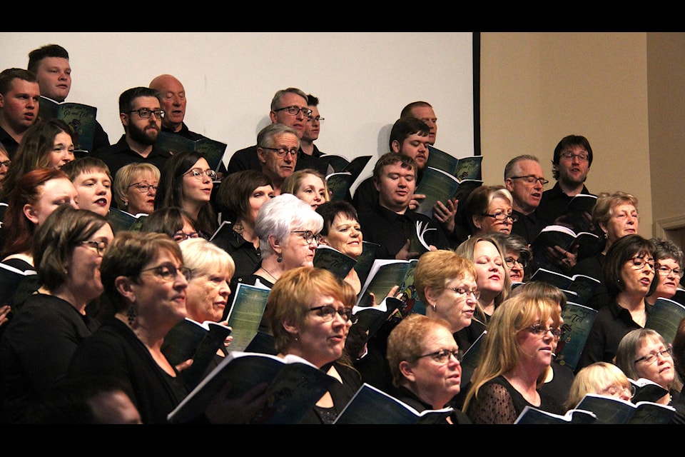 The Sylvan Lake Sacred Massed Choir sang 10 songs about the birth of Chirst during the Massed Choir’s Christmas Concert Dec. 8.
