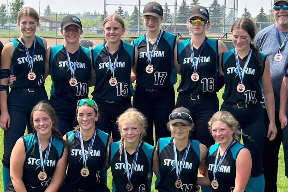 The U17B Storm won bronze during the Provincial games held in Lloydminster. (photo from the Sylvan Lake Minor Ball Facebook page)