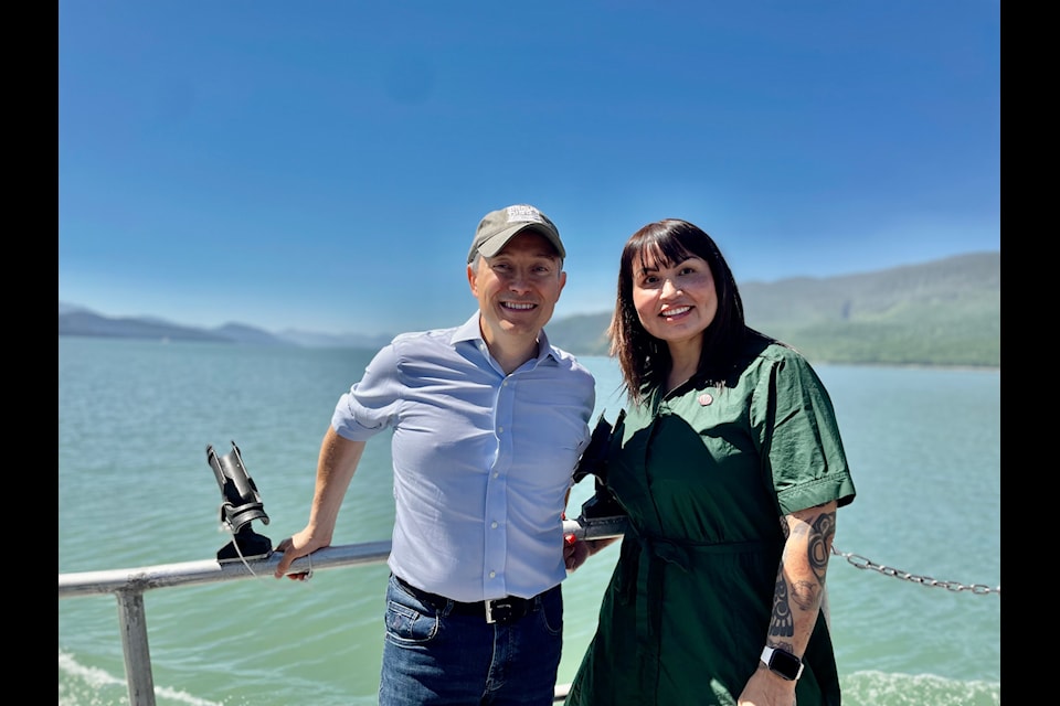 Federal minister of innovation, science and industry, François-Philippe Champagne with Haisla First Nation's elected Chief Councillor Crystal Smith on the afternoon of Monday July 8 2024. 