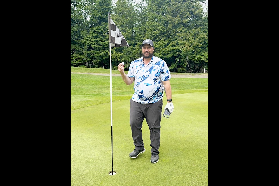 Tyson Tugwell shot a hole in one on the par three second hole at the Skeena Valley Golf and Country Club on June 25, 2025.