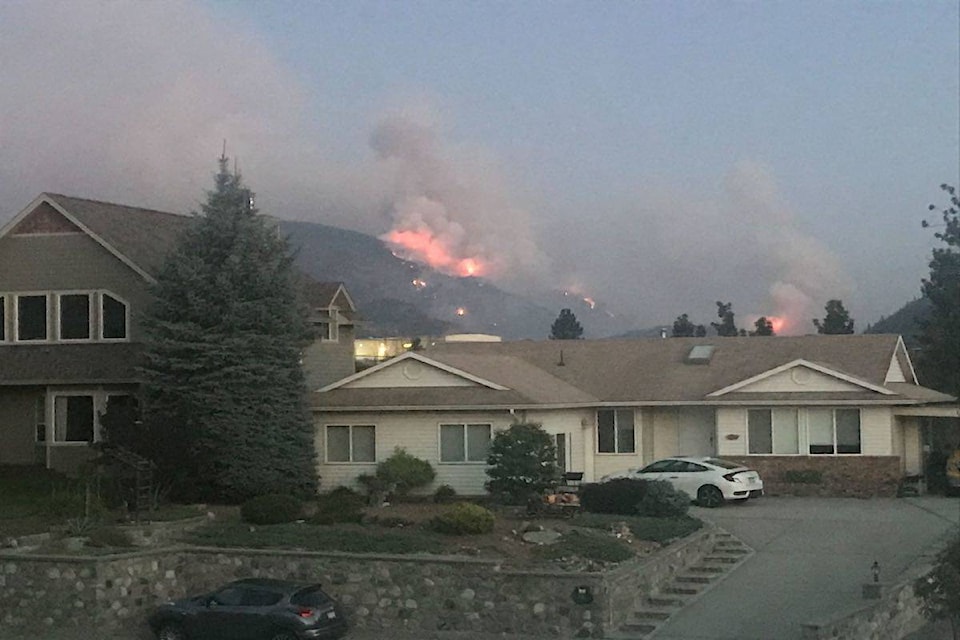 Eagle Bluff wildfire Tuesday evening from Okanagan Falls -Image: Kristi Patton