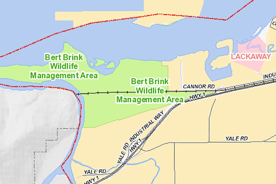Map showing the Bert Brink Wildlife Management Area in Chilliwack. (City of Chilliwack map)