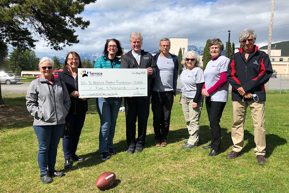 The Terrace Community Foundation presented The Dr. R.E.M. Lee Hospital Foundation with its first $5,000 dollars to fundraise for an ENT equipment. (Binny Paul/ Terrace Standard)